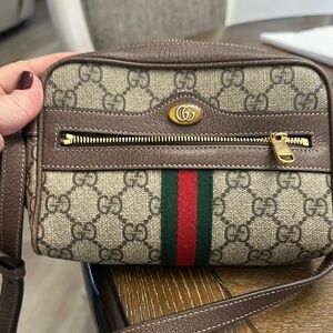 Gucci Beige and Brown GG Crossbody Bag